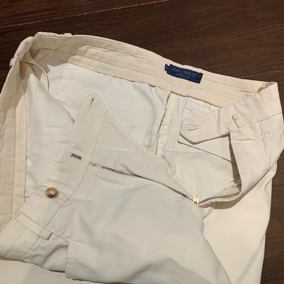 Men's Incotex 100% cotton canvas beige casual pant - Picture 3 of 16